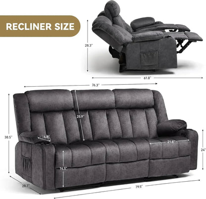 1+2+3 Manual recliner loveseat reclining sofa set, Cream