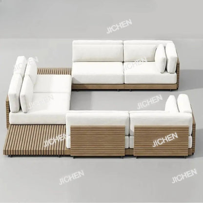 HG Hotel Outdoor Furniture Deluxe Teak Outdoor Sofa Hotel Garden Set Modern Villa Terrace Furniture Combination Outdoor Sofa