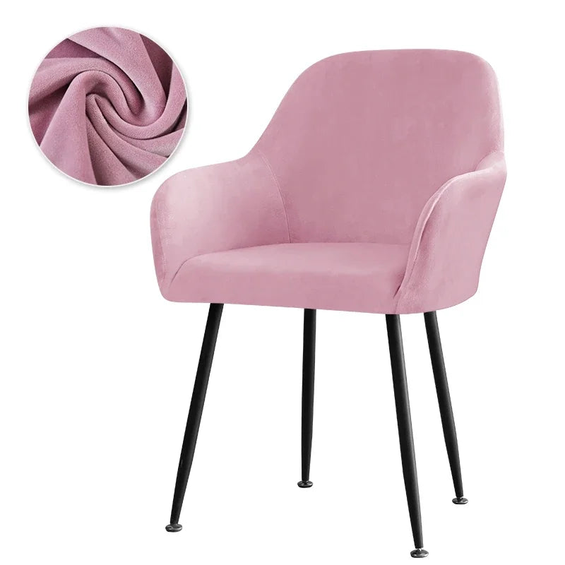 Thick Velvet Chair Covers Plush Fleece High Arm Chair Cover Elastic Slipcover All-inclusive Solid Chair Cover