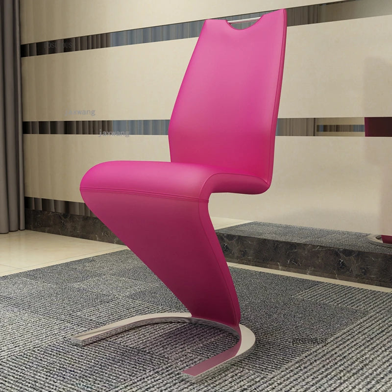 Nordic Stainless Steel Dining Chairs 2pcs Modern Casual Leather Kitchen Furniture Dining Chair Home Backrest Negotiation Chair K