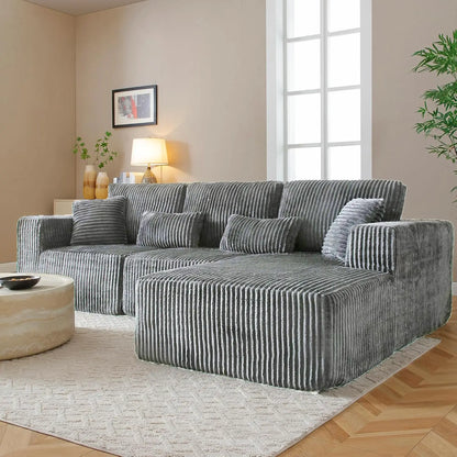 Modular Sectional Sofa Cloud Sectional Couch, 107" Comfy Fluffy L Shaped Dark Grey Couches for Living Room, Deep Seat