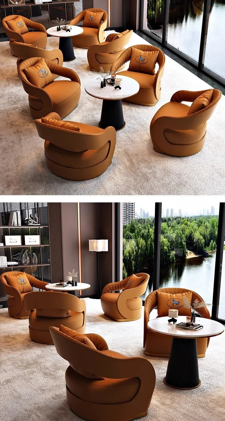 Office VIP Room Meeting Sofa Club Hotel Light Luxury Business Single Sofa Resting Area Negotiation Sofa Chair