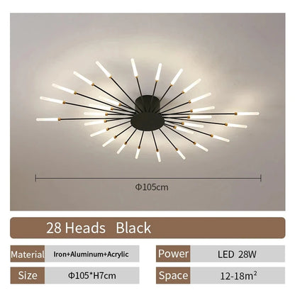 Living Room Light LED Ceiling Lamp Modern Indoor Lighting Acrylic Nordic Creative Fan-shaped Bedroom Fixture Home Decor Kid Room
