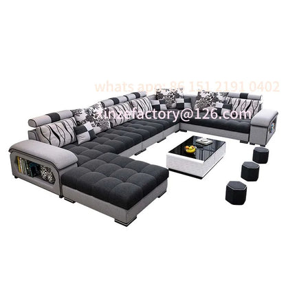 Customizable  Room Sectional Sofa U Shape 7 Seater Fabric Couch Luxury Sofa Set Multifunctional Corner Sofa With US