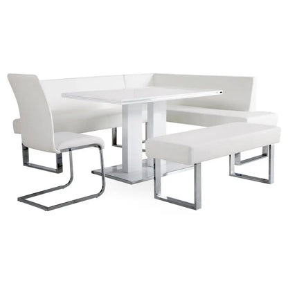 Upholstered Side Amanda White Faux Leather Dining Accent Chair with Chrome FinishSet of 2, Black LCAMSIBL