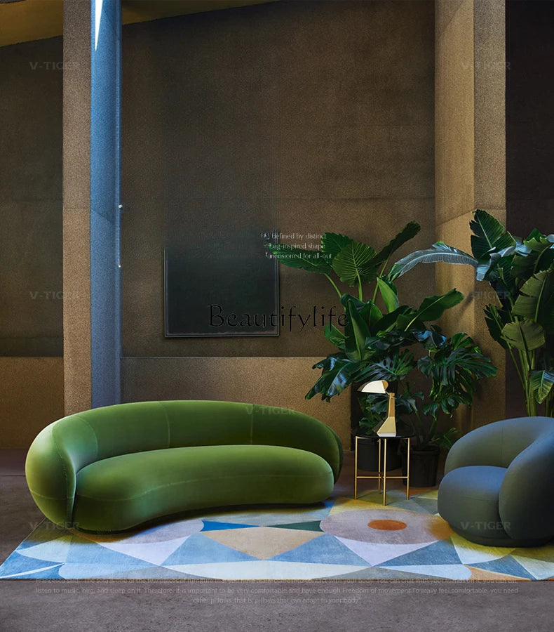 Whole house furniture Nordic Light Luxury Minimalist Cashew Sofa Designer Curved Living Room Fabric Craft Sofa Combination