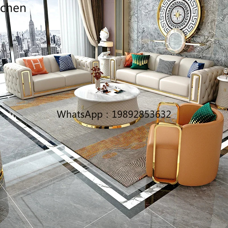 A2-7   new light luxury leather sofa living room combination size modern simple first-layer cowhide sofa