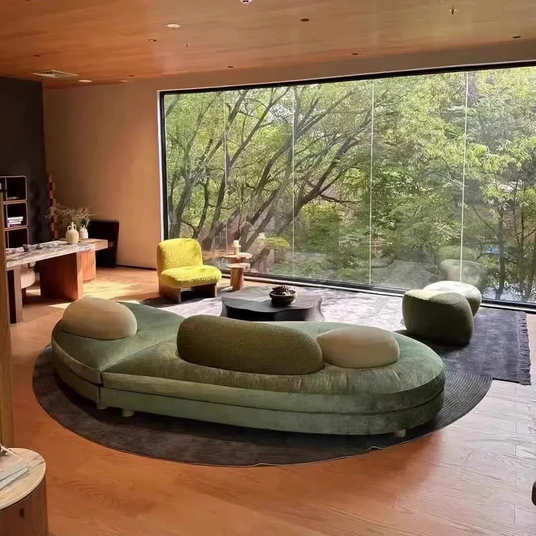 XX  Pebble Sofa Large Flat Layer Love Special-shaped Green Fabric Module Combination Arc
