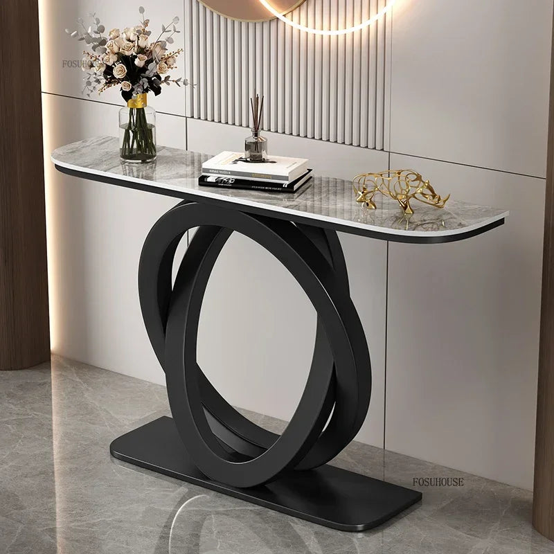 Luxury Iron Console Table Italian Semi-circular Entrance Cabinet Tables Home Furniture Creative Corridor Entryway Table