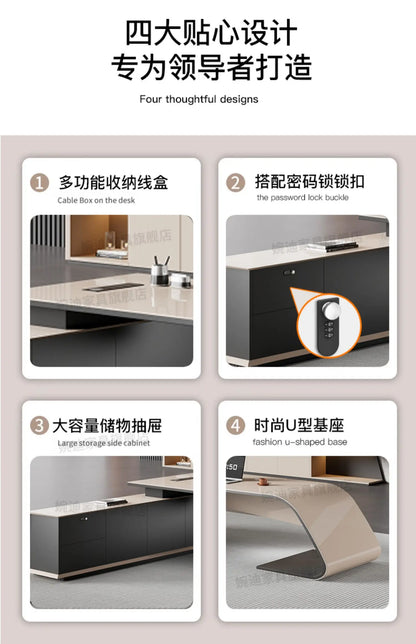 Designer Modern Office Desks Asthetic Luxury Storage Drawers Writing Executive Desk L Shaped Study Escritorios Office Furniture