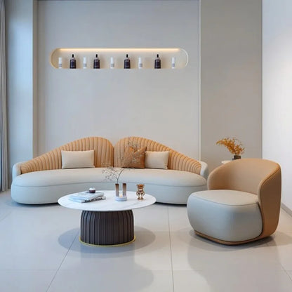 Italian Minimalist Designer Curved Sofa Nordic Creative Beauty Salon Lounge Reception Sofa Office Furniture أثاث مكتبات FYOS