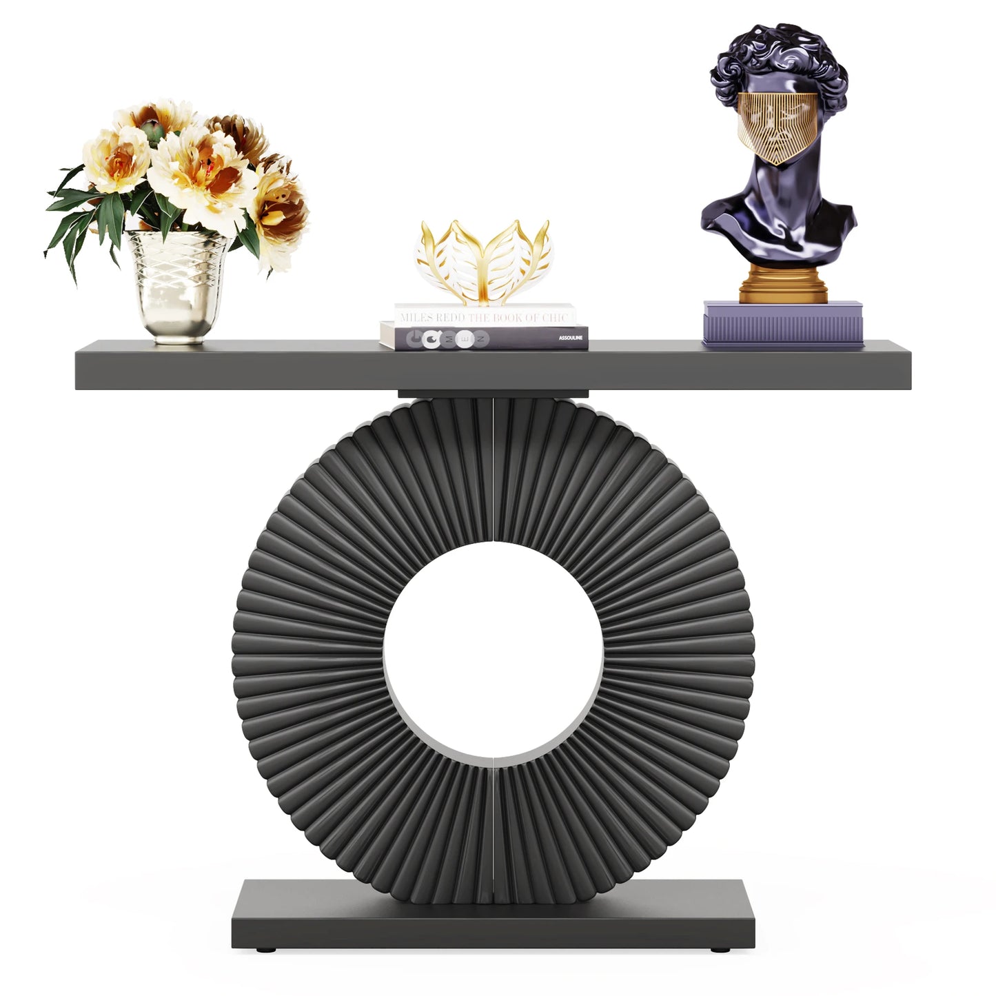 Tribesigns Modern Console Table with Geometric Base, 40 inch Wood Entryway Table Sofa Table Narrow Long Table