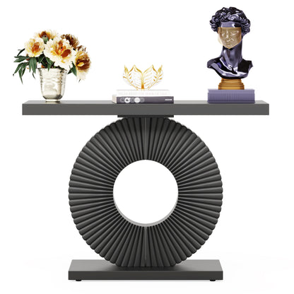 Tribesigns Modern Console Table with Geometric Base, 40 inch Wood Entryway Table Sofa Table Narrow Long Table