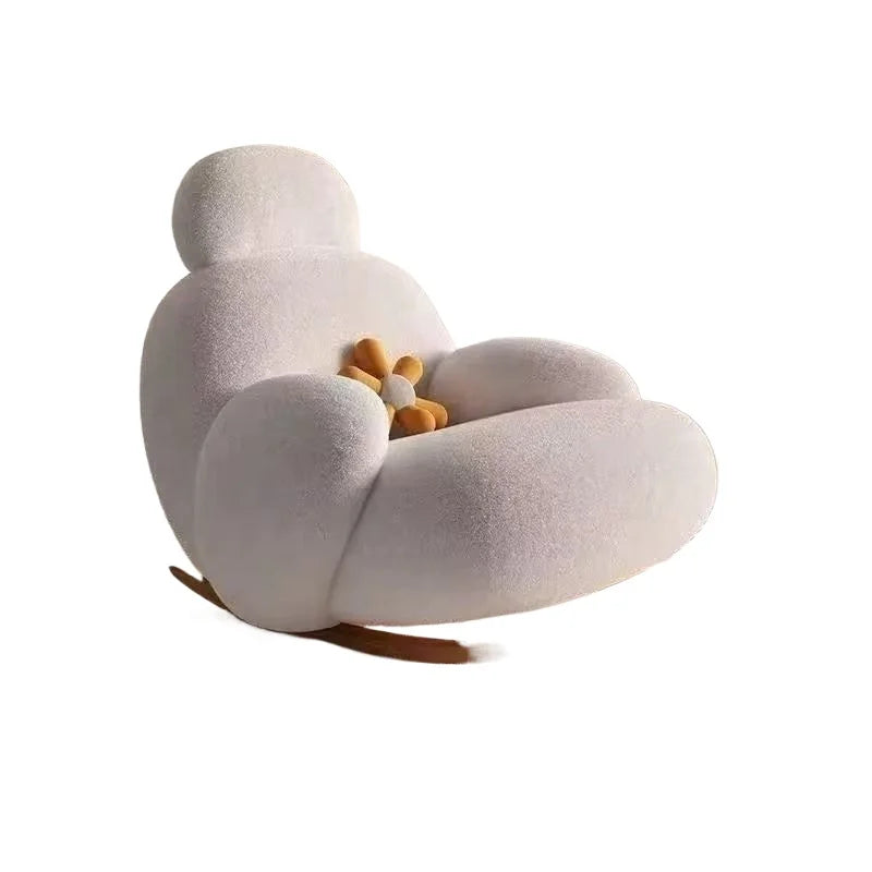 Big white Internet celebrity rocking chair lazy sofa single rocking cream living room lazy chair simple balcony bedroom