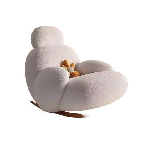Big white Internet celebrity rocking chair lazy sofa single rocking cream living room lazy chair simple balcony bedroom