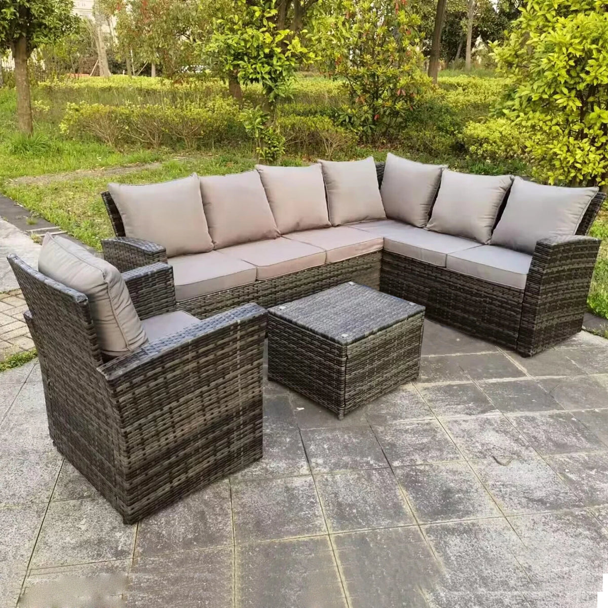 Best Seller Outdoor Garden Patio Wicker Rattan 7 - Seater Sofa & Coffee Table Conversation Set Garden Furniture Patio Furniture