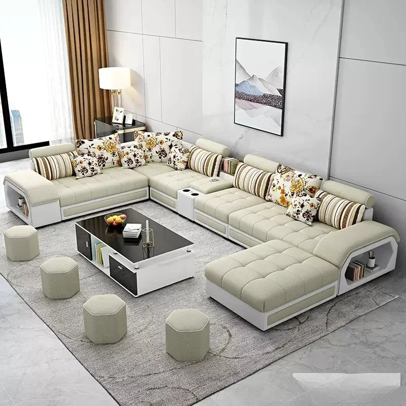 Set Di Divani In Tessuto Linlamim Per Soggiorno Con USB