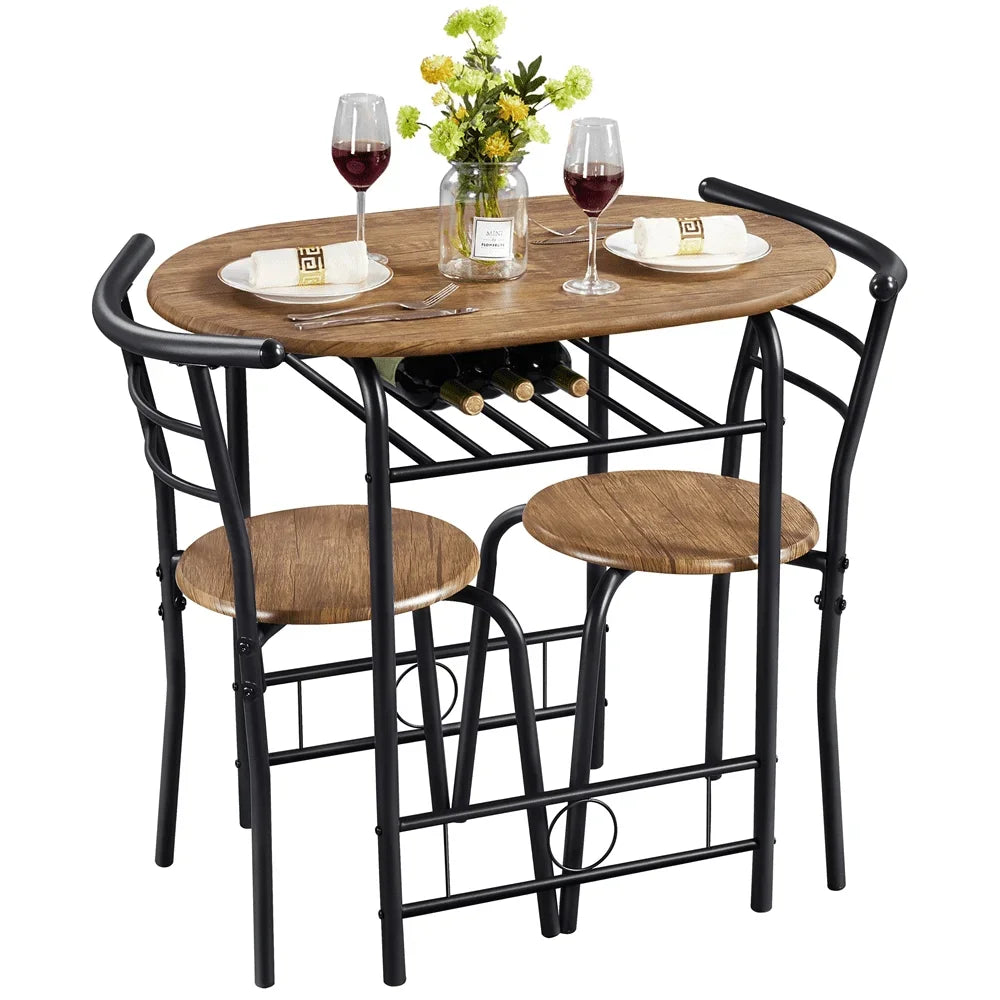 Alden Design Modern Dining Set 3pcs round Table And 2 Chairs Multiple Colors Available for Kitchen Room Furniture