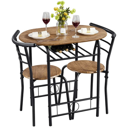 Alden Design Modern Dining Set 3pcs round Table And 2 Chairs Multiple Colors Available for Kitchen Room Furniture