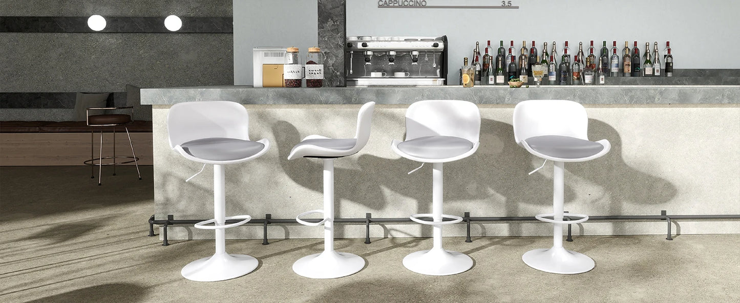 Set of 2 Adjustable PU Leather Swivel Bar Stools with Backrest for Kitchen Counter, Dining, and Bar, Black