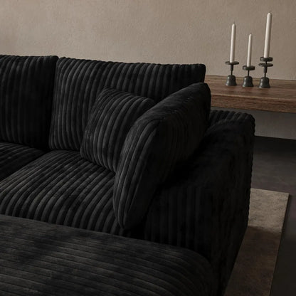 L-shaped oversized modular leather segmented sofa, leather deep seat modular corduroy sofa, suitable for families and big spaces