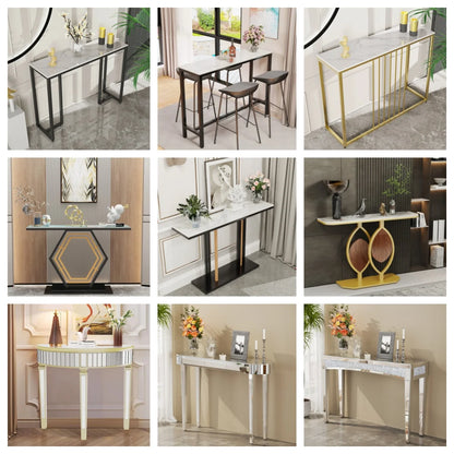 LUVODI Console Table for Entryway with Geometric Base Sleek Sintered Stone Top Long Accent Table for Hallway,Foyer Decor,Stora
