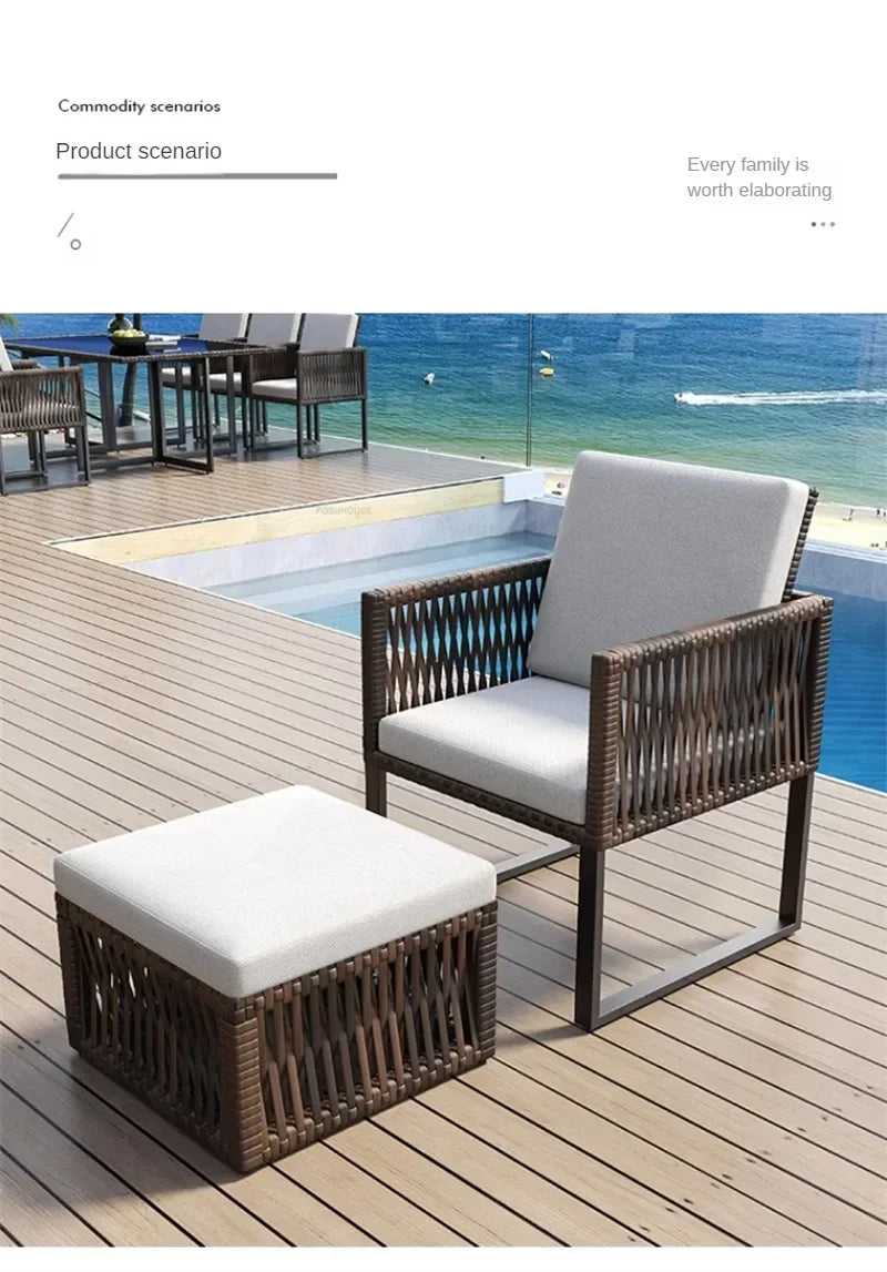 Terrace Garden Rattan Outdoor Chair Leisure Tea Table Patio Outdoor Furniture Set Outdoor Table and Chairs Garden Furniture Sets