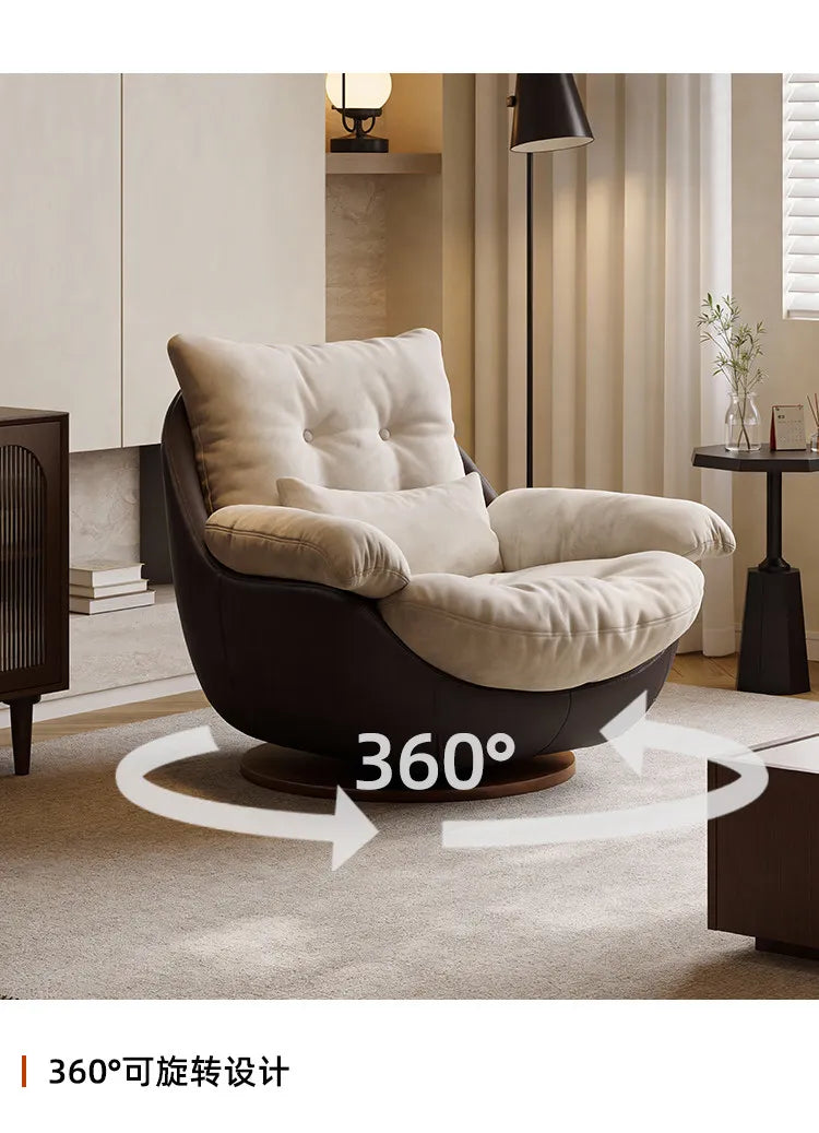 Swivel Cross Legged Chair Accent Armchair For Living Room Lounge Comfy Floor Chair Nordic Chaise Wabi Sabi Lazy Sofa