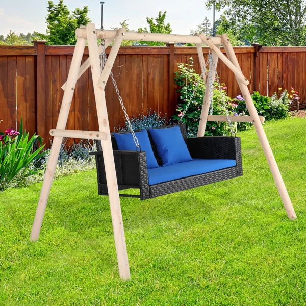 #For Heavy Duty 800 LBS Wicker Hanging Porch Swing with Cushions & Chains,  Outdoor Rattan Swing Bench for Garden, Yard&