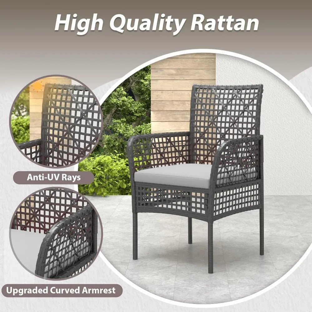 4-Piece Rattan Patio Sofa Furniture Set with Two-Tier Coffee Table, Weather-Resistant Upholstered Couch, Openwork Wicker Convers