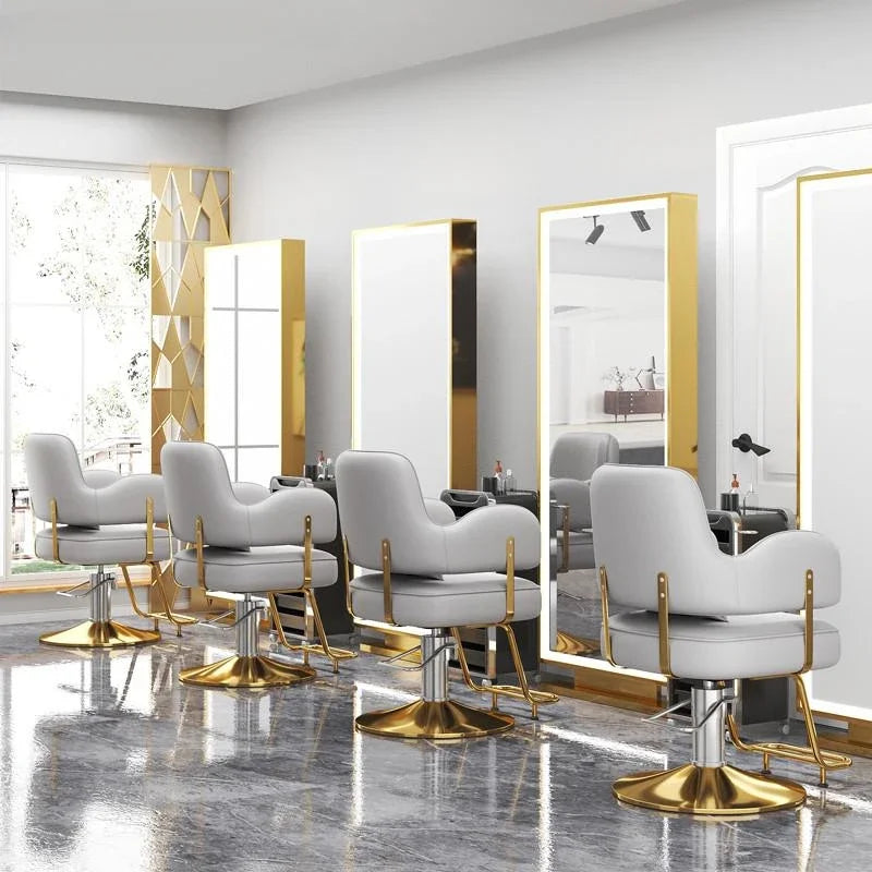 Premium Durable Hair Salon Barber Chairs European Style Hairdressing Chair Dressing Room Back Armchair Recliner Furniture