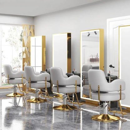 Premium Durable Hair Salon Barber Chairs European Style Hairdressing Chair Dressing Room Back Armchair Recliner Furniture