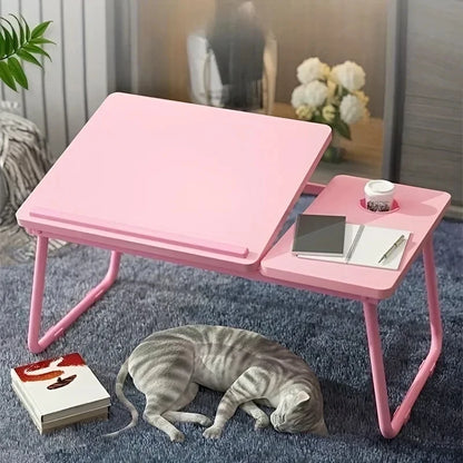 Ergonomic Lazy Computer Desk Integrated Foldable Design Height Adjustable Compact Practical Home Office Table Black