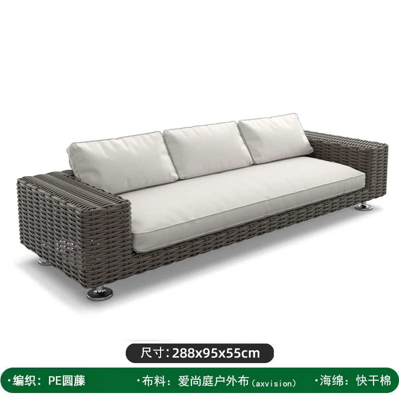 Outdoor leisure sofa, courtyard balcony, coffee table combination, outdoor outdoor garden, rattan woven leisure furniture