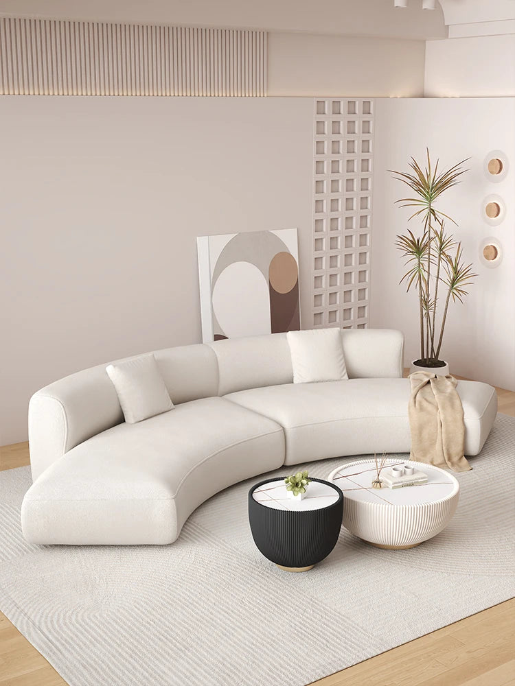 Simple cream style semicircular curved sofa Nordic modern small apartment living room