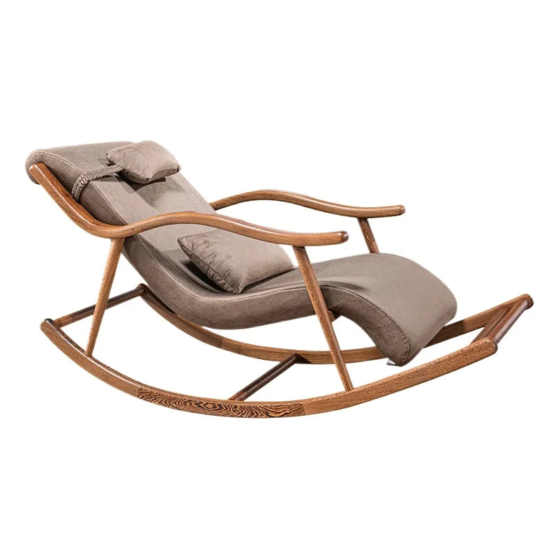Redwood rocking chair, new Chinese style chicken wing wooden lounge chair, solid wood home balcony leisure chair