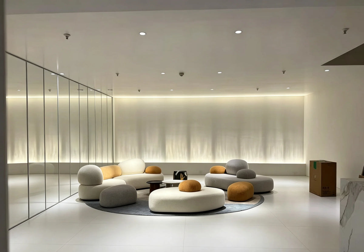 Italian minimalist pebble art sofa villa large flat living room special-shaped module fabric sofa Internet celebrity