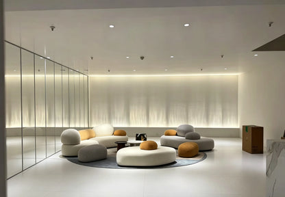 Italian minimalist pebble art sofa villa large flat living room special-shaped module fabric sofa Internet celebrity