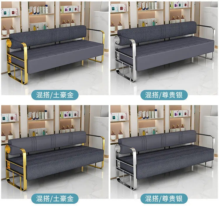 Furniture Barber Shop Sofa Waiting Salon Special Chair Hair Salon Rest Area Stainless Steel Sofa Chair