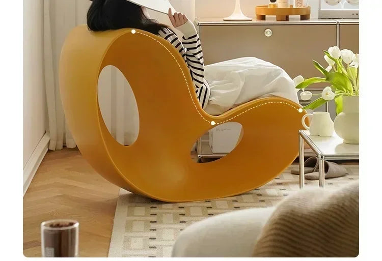 Modern Voido Design Rocking PE Plastic Lounge  Chair Rotational-molded Polyethylene  Lazy Sofa Chair Ins Post-modern Homestay