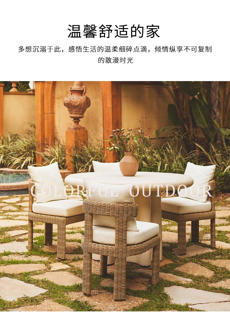 Outdoor courtyard garden, leisure rattan sofa, rattan chair combination, outdoor balcony, waterproof and sunscreen furniture