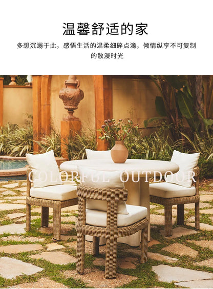 Outdoor courtyard garden, leisure rattan sofa, rattan chair combination, outdoor balcony, waterproof and sunscreen furniture