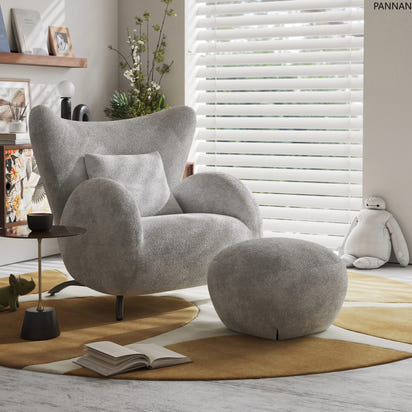 Cream Antelope Single Living Room Sofa Fabric Leisure Chair Middle Antique Lazy Sofa