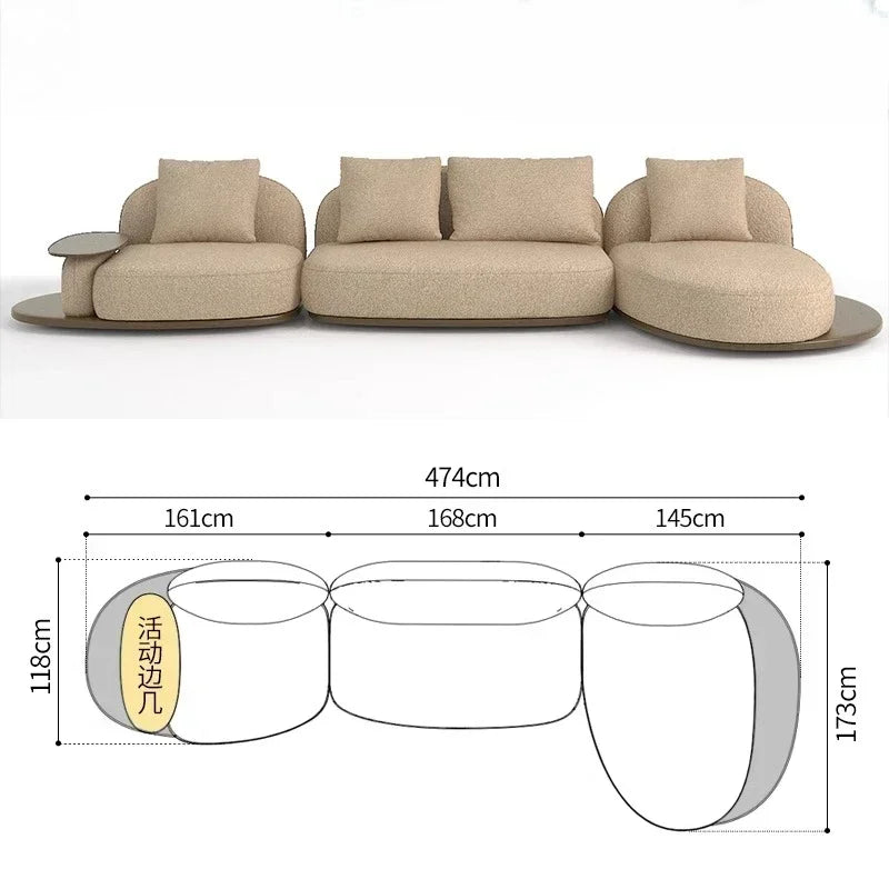 Living Room Coffee Table Designer Creative Three-person Log Style Furniture Modern Simple Modern Morocco Fabric Sectional Sofas