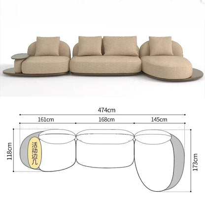 Living Room Coffee Table Designer Creative Three-person Log Style Furniture Modern Simple Modern Morocco Fabric Sectional Sofas