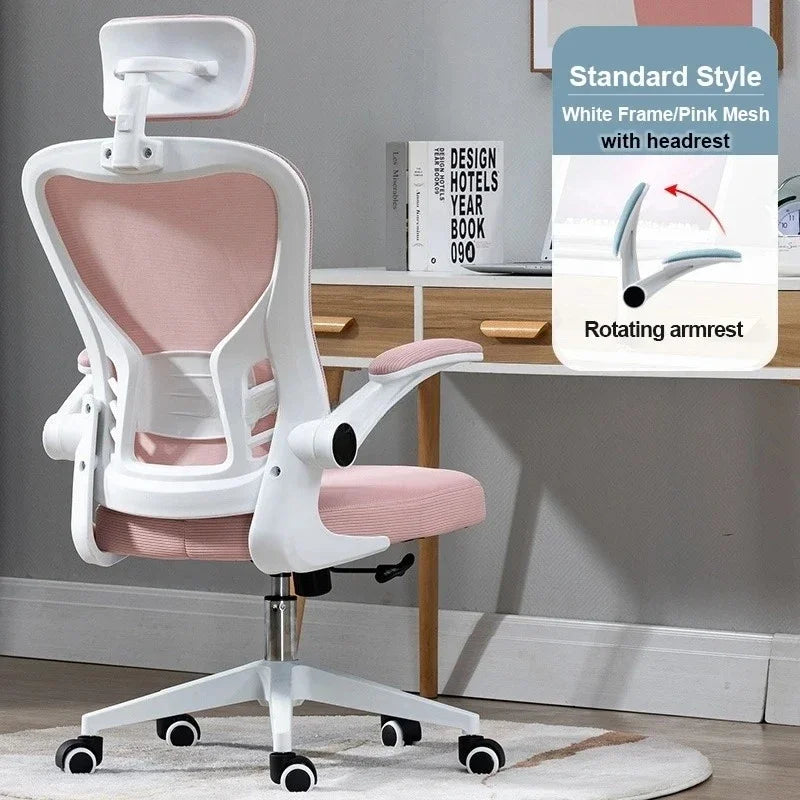 Adjustable Lumbar Support Home Desk Chairs with Armrests Students Study Computer Chair Office Mesh Swivel Chair with Wheels