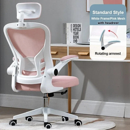 Adjustable Lumbar Support Home Desk Chairs with Armrests Students Study Computer Chair Office Mesh Swivel Chair with Wheels