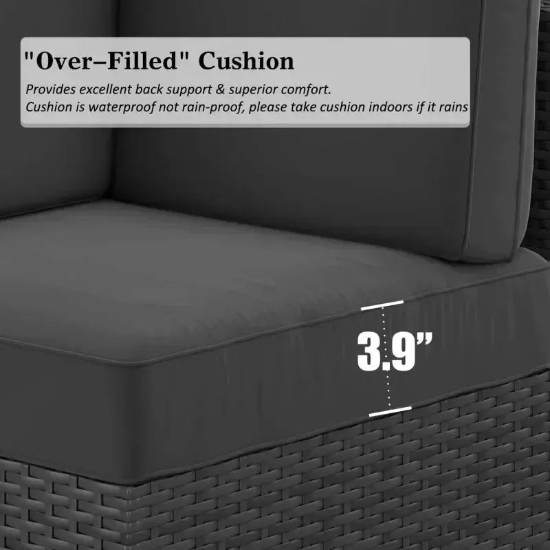 PatioLix 8 Piece Patio Furniture with 44"Propane Gas Fire Pit Table. Outdoor Sectional Conversation Set Wicker Rattan Sofa