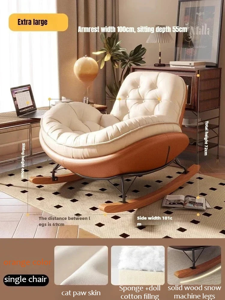 Lazy Sofa Rocking Chair Bedroom Lounge Chair Carefree Adult Living Room Single Balcony Leisure Rocking Chair Recliner Chairs