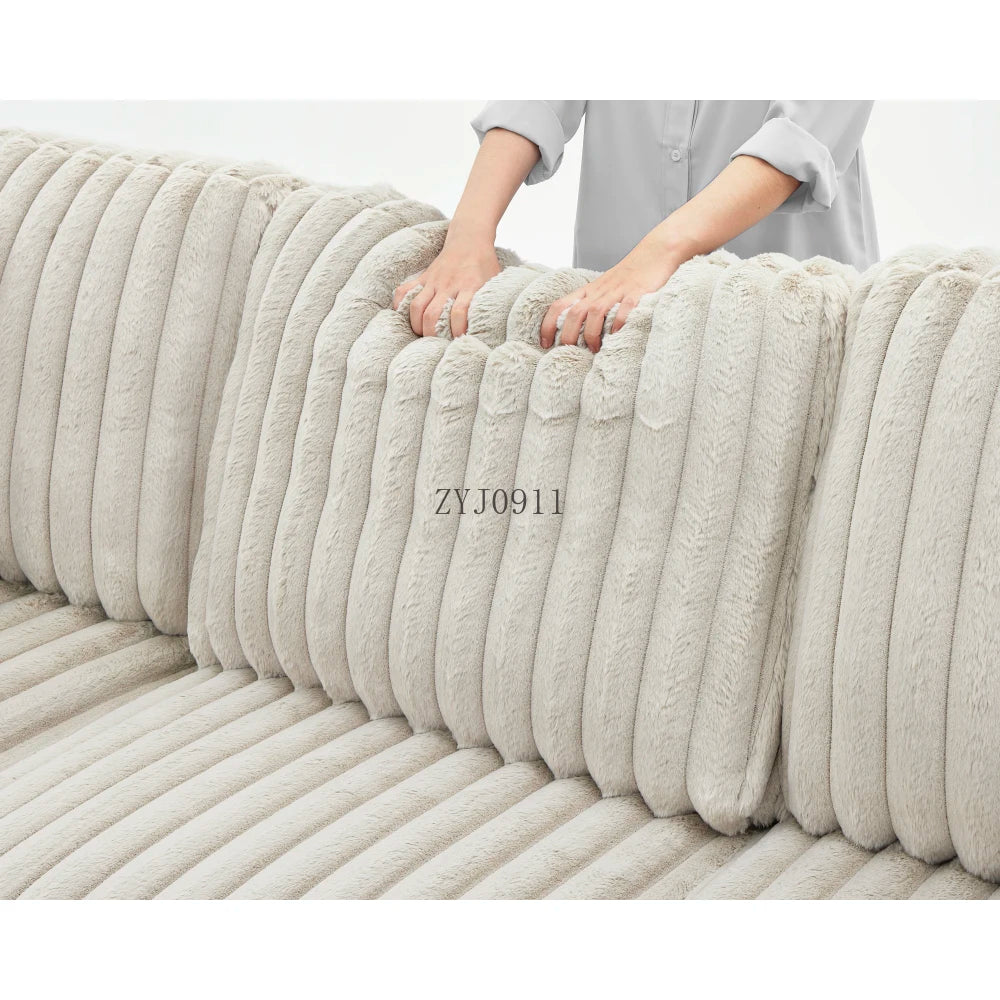 U-chair, 122-in-2 pull-out bed, living room with double storage sectional plush corduroy sofa